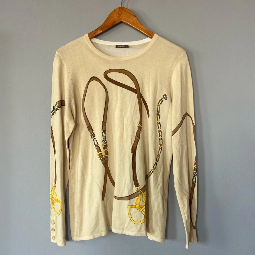 🛑SOLD J. McLaughlin Lenny Equestrian Sweater in Sand Women’s Large - Picture 5 of 10